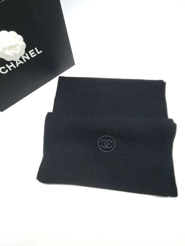 CC logo cashmere black muffler AAA558 - CHANEL - BALAAN 1