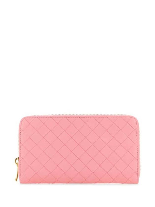 Intrecciato Zipper Around Long Wallet Pink - BOTTEGA VENETA - BALAAN 1