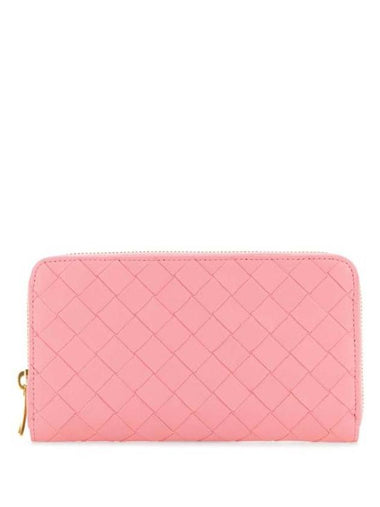 Intrecciato Zipper Around Long Wallet Pink - BOTTEGA VENETA - BALAAN 1