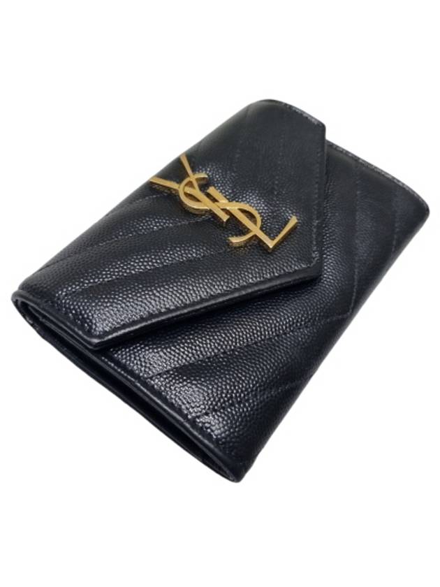 414404 Envelope gold monogram card and business holder - SAINT LAURENT - BALAAN 4