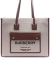 Freya Small Canvas Leather Tote Bag Natural Tan - BURBERRY - BALAAN 2