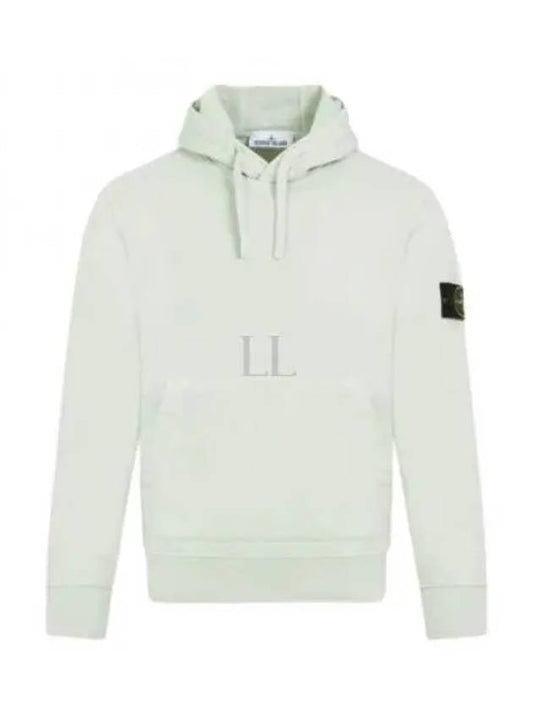 Logo Patch Cotton Fleece Hoodie Musk Green - STONE ISLAND - BALAAN 2