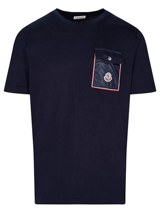 MONCLER pocket patch logo short sleeve t-shirt navy H1091 8C00048 8390Y 778 - MONCLER - BALAAN