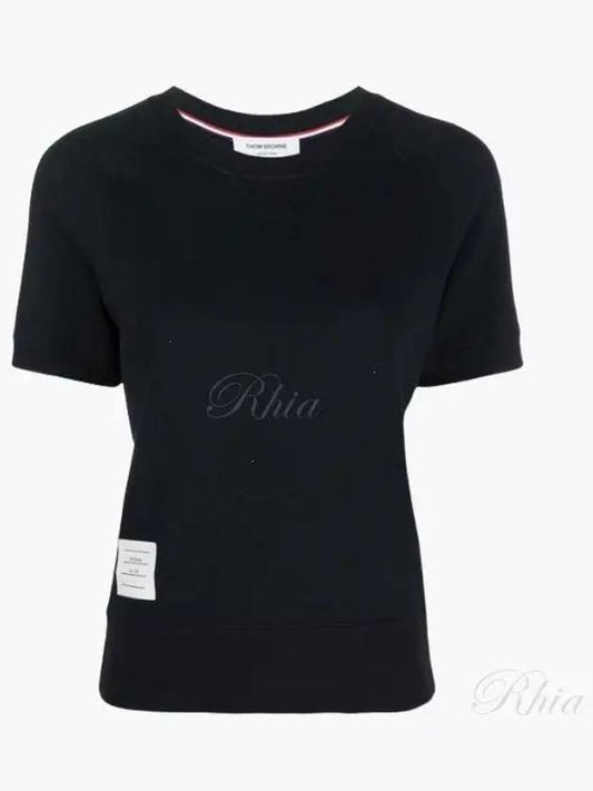 Women's Loopback Cotton Short Sleeve T-Shirt Navy - THOM BROWNE - BALAAN 2