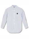 Black Heart Stripe Long Sleeve Shirt Blue - COMME DES GARCONS - BALAAN 2