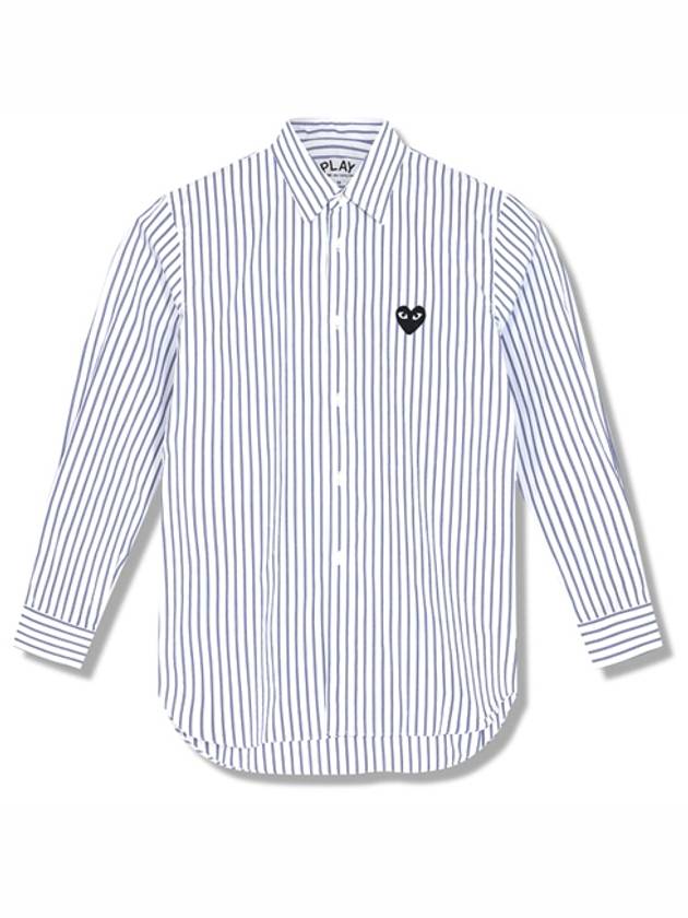 Black Heart Stripe Long Sleeve Shirt Blue - COMME DES GARCONS - BALAAN 2