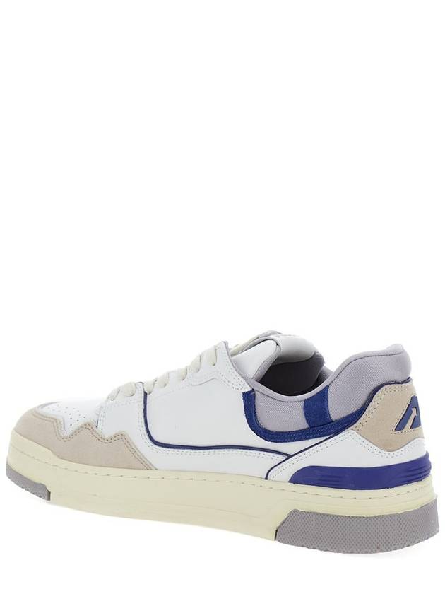 White Low Top Sneakers With Blue Details And Logo Patch In Leather Man - AUTRY - BALAAN 3