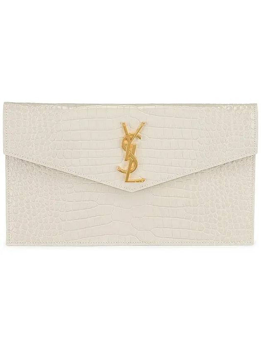 Crocodile Embossed Uptown Clutch Bag Blanc Vintage - SAINT LAURENT - BALAAN 1