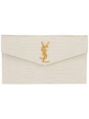 Crocodile Embossed Uptown Clutch Bag Blanc Vintage - SAINT LAURENT - BALAAN 1