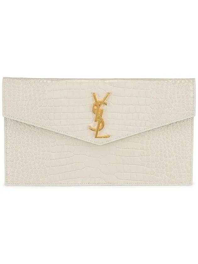 Crocodile Embossed Uptown Clutch Bag Blanc Vintage - SAINT LAURENT - BALAAN 1