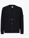 Men's Lens Wappen Lambswool Cardigan Black - CP COMPANY - BALAAN 2