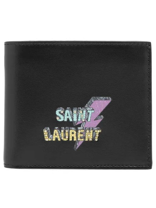 Lightning Logo Classic Bicycle Wallet Black - SAINT LAURENT - BALAAN.