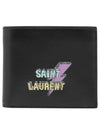 Lightning Logo Classic Half Wallet Black - SAINT LAURENT - BALAAN 1