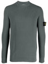 Wappen Patch Crew Neck Ribbed Wool Knit Top Grey - STONE ISLAND - BALAAN 3