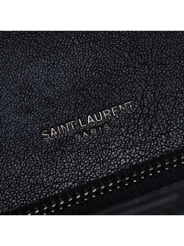 Silver Monogram College Medium Chain Crossbody Bag in Matelasse Leather Black - SAINT LAURENT - BALAAN 9