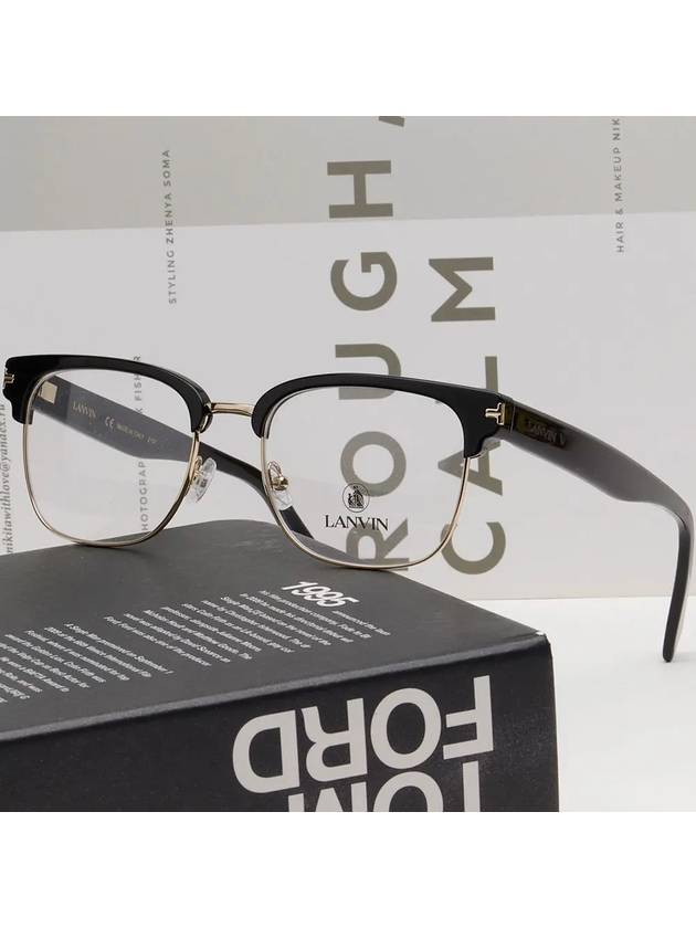 Glasses Frame LNV2109 001 Lower Gold Frame Men Women Half Horn Frame - LANVIN - BALAAN 2