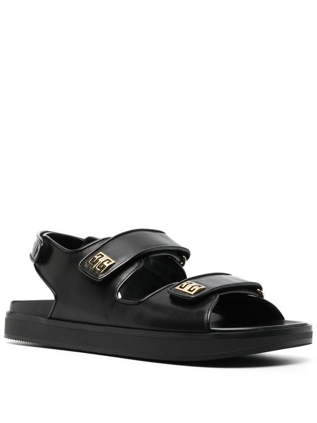 4G Strap Leather Flat Sandals Black - GIVENCHY - BALAAN 3