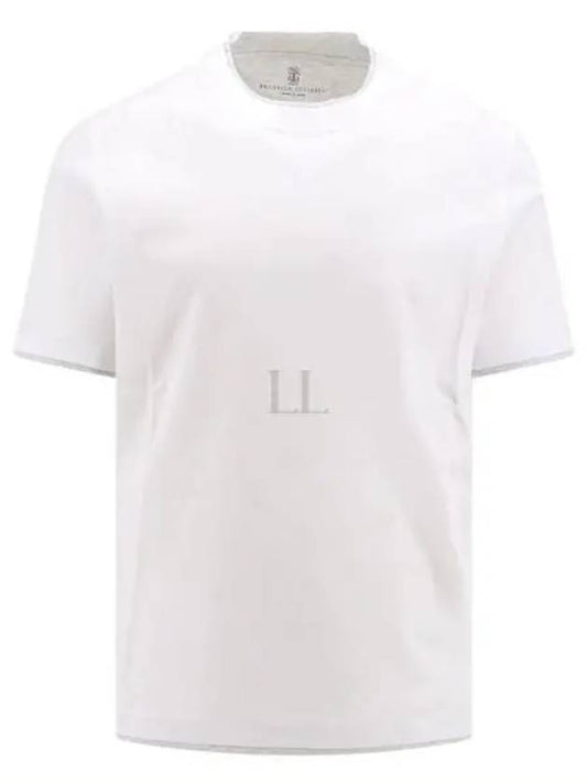 Men's Layered Effect Short Sleeve T-Shirt White - BRUNELLO CUCINELLI - BALAAN 2