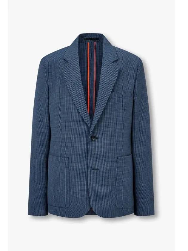 PS Check Seersucker Single Jacket Blue - PAUL SMITH - BALAAN 1