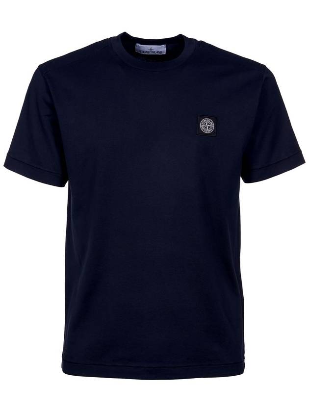 Logo Patch Short Sleeve T-Shirt Navy - STONE ISLAND - BALAAN 2