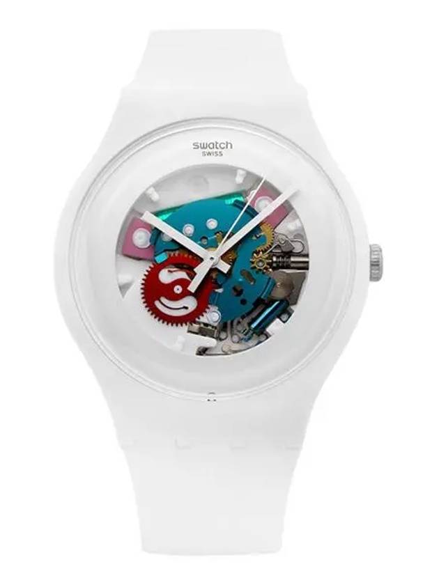 SUOW100 NEW GENT LACQUERED WHITE LACQUERED Men's Urethane Watch - SWATCH - BALAAN 1