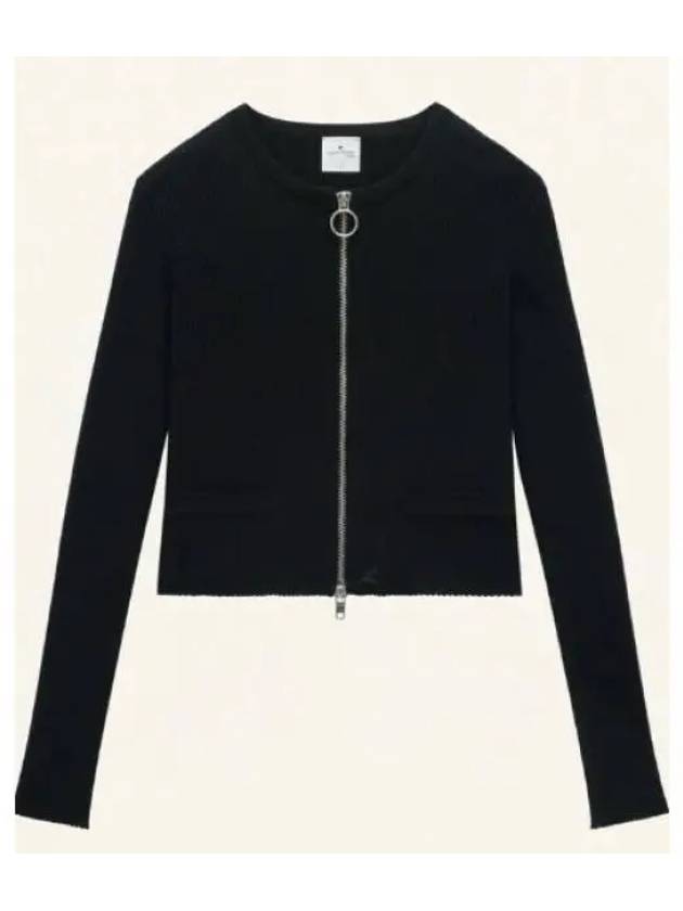 Heritage Light Rib Zip Cardigan Black - COURREGES - BALAAN 2