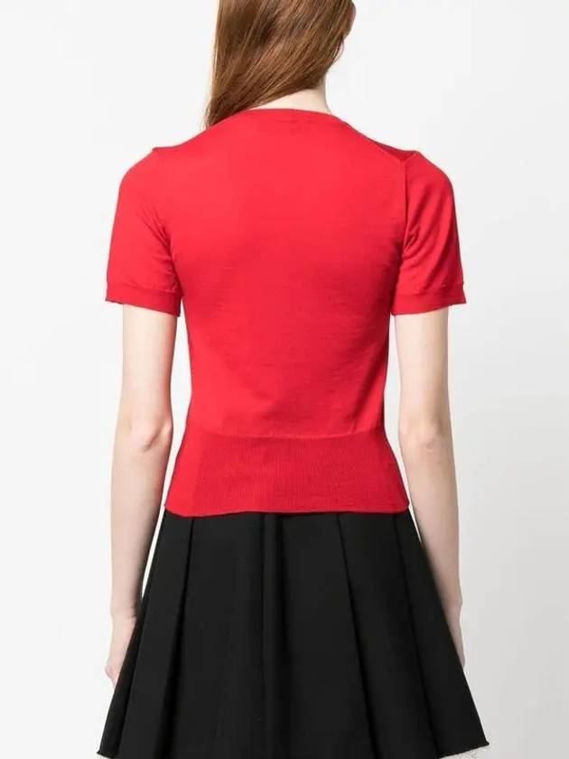 Women's ORB Logo Wool Silk Blend Crop Knit Top Red - VIVIENNE WESTWOOD - BALAAN 5