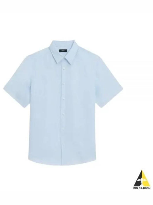 24 Irving Short Sleeve Shirt in Relaxed Linen N0373502 Y9H - THEORY - BALAAN 1