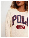 30 points W logo cable knit crew neck cotton sweater beige - POLO RALPH LAUREN - BALAAN 2