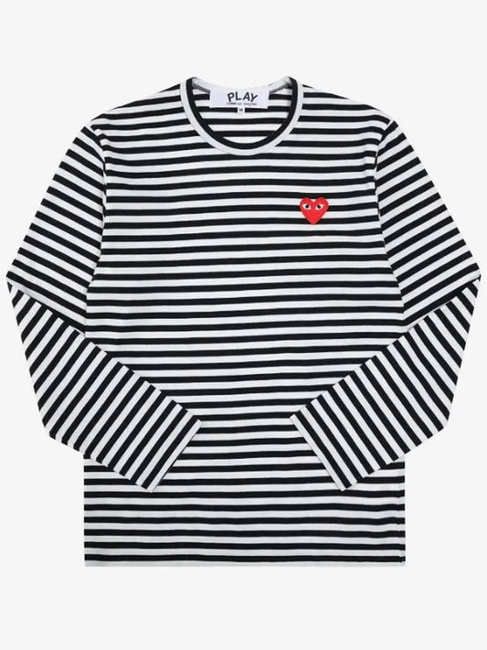 P1T164 Red Heart Waffen Stripe Long Sleeve T-Shirt AZ T164 051 1 - COMME DES GARCONS - BALAAN 1