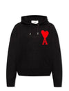 Big Heart Logo Wool Hoodie Black - AMI - BALAAN 3