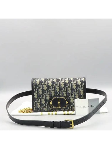 S2086UTZQ Blue oblique jacquard 30 MONTAIGNE 2 in 1 pouch belt bag chain strap - DIOR - BALAAN 1