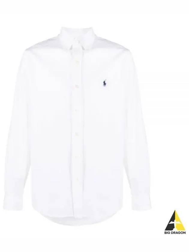 Embroidered Logo Long Sleeves Shirt White - POLO RALPH LAUREN - BALAAN 2