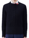 RWB Cable Wool Knit Top Navy - THOM BROWNE - BALAAN 2