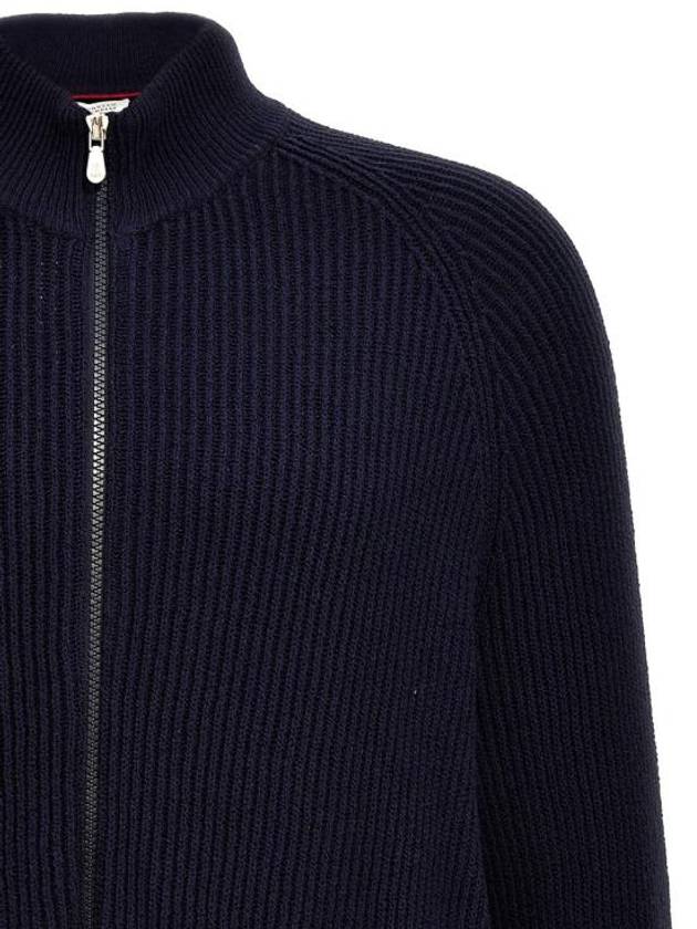 Ribbed Cotton Full-Zip Cardigan Navy - BRUNELLO CUCINELLI - BALAAN 4