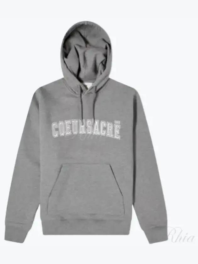 Coeur Sacre Embroidered Lettering Logo Hoodie Grey - AMI - BALAAN 2