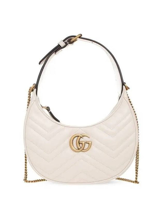 GG Marmont Half Moon Mini Bag White - GUCCI - BALAAN 2