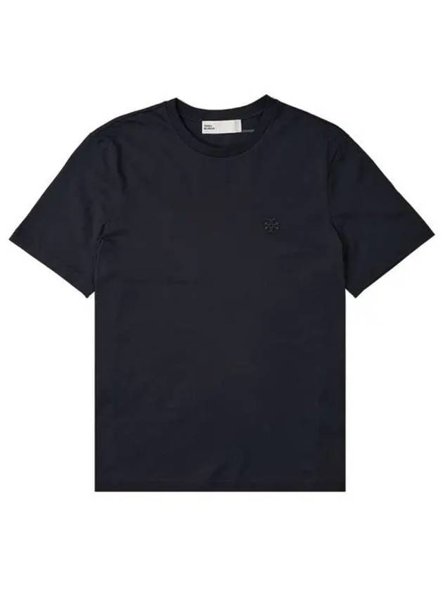 Embroidered Logo Cotton Short Sleeve T-Shirt Black - TORY BURCH - BALAAN 2