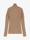 Half Zipper Rib Turtleneck Brown - GANNI - BALAAN 2