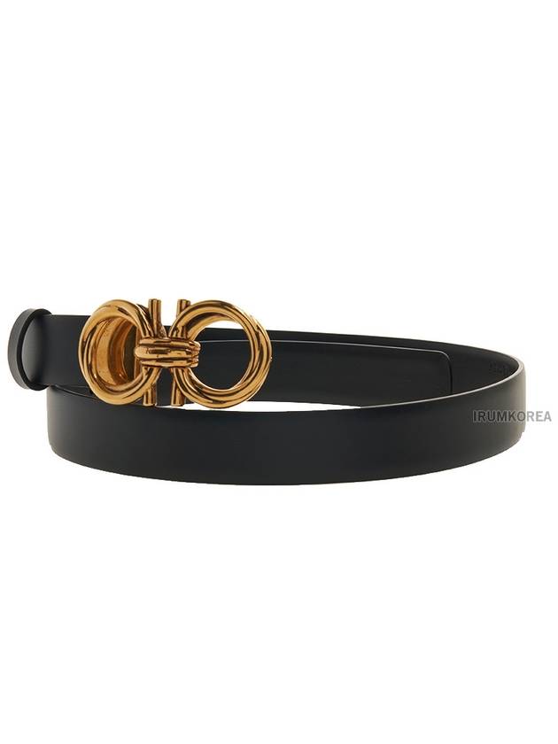 Adjustable Gancini Leather Belt Black - SALVATORE FERRAGAMO - BALAAN 3