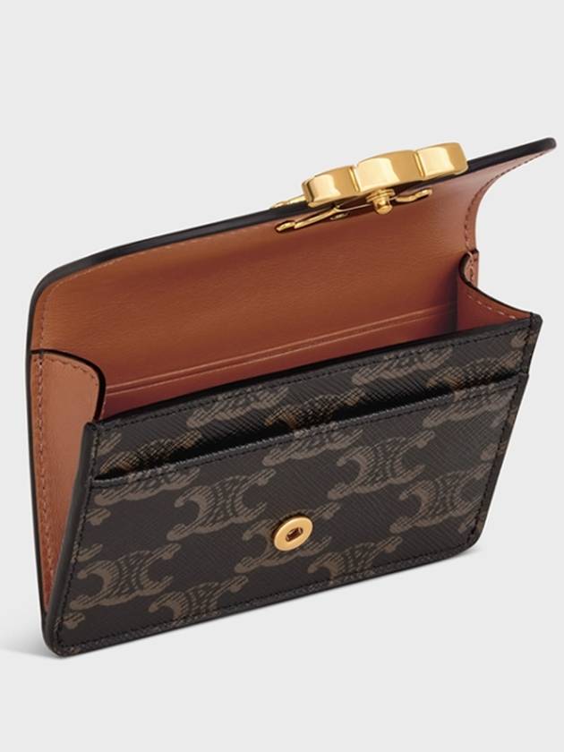 Triomphe Canvas Flap Card Holder Tan Brown - CELINE - BALAAN 5