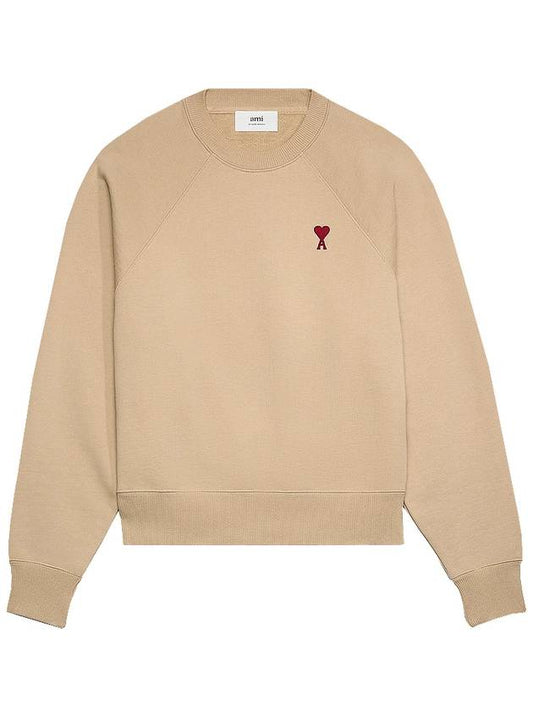 Cotton Heart Logo Sweatshirt Champagne - AMI - BALAAN 2