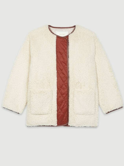 Women's Wool Fur Coat Ivory - MAJE - BALAAN 2