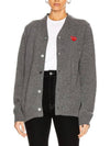 Cardigan Gray Red Heart Waffen V neck AZ N008 051 3 P1 - COMME DES GARCONS - BALAAN 3