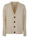 cable V-neck knit cardigan cream - AMI - BALAAN 2