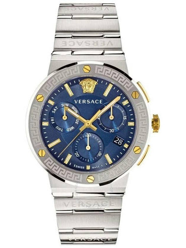 Versace Greca Logo Chronograph Quartz Blue Dial Men's Watch VEZ900221 - VERSACE - BALAAN 1