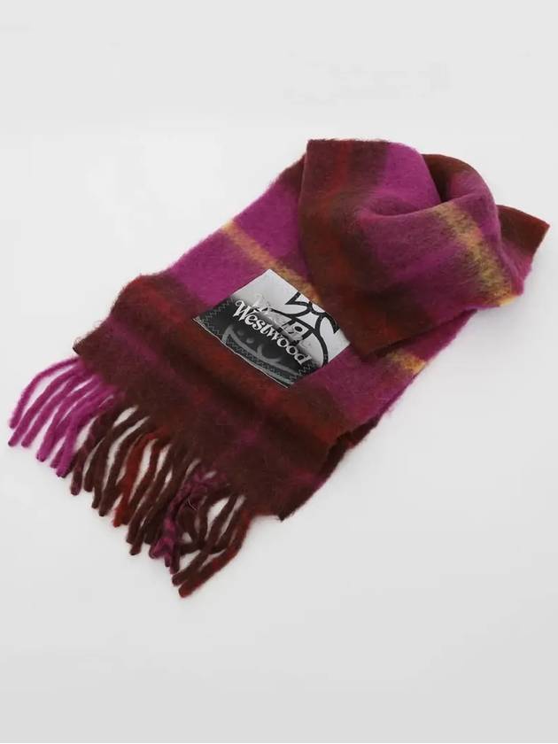 Tartan Check Alpaca Wool Muffler Purple - VIVIENNE WESTWOOD - BALAAN 4