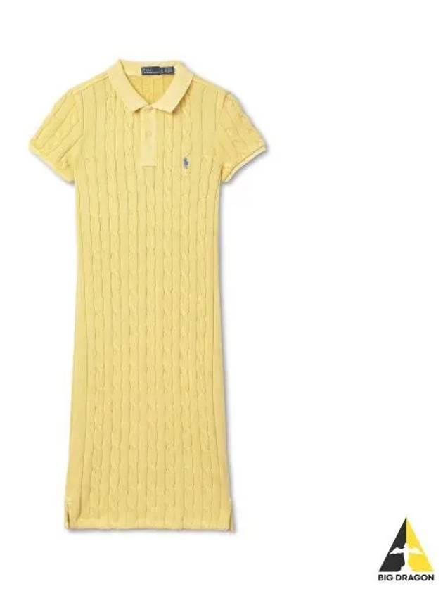 W cable knit cotton polo dress yellow - POLO RALPH LAUREN - BALAAN 1