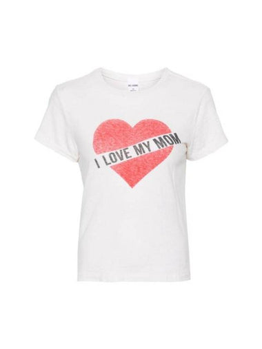 Classic I Love My Mom Cotton Short Sleeve T-Shirt White - RE/DONE - BALAAN 1