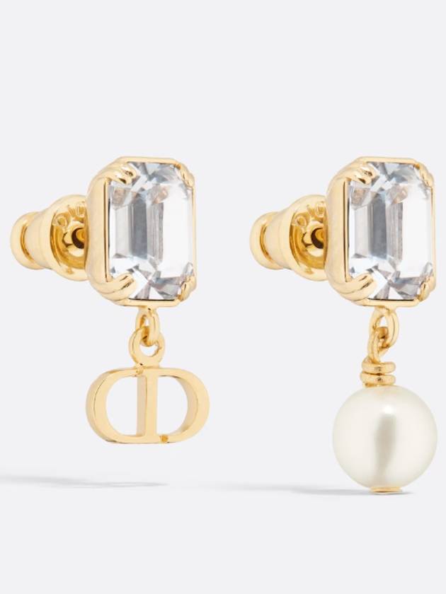 Petit CD Earrings Gold Finish Metal White Resin Pearl Silver Tone Crystal E3574WOMCY D03S - DIOR - BALAAN 2